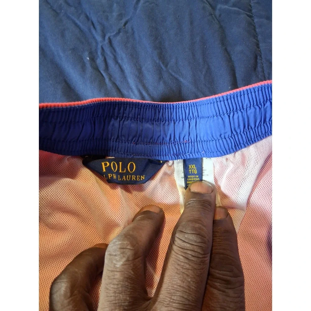 Polo Sport Ralph Lauren Mesh Lined Drawstring Swim Trunks‎ Shorts Pink Blue XXL
